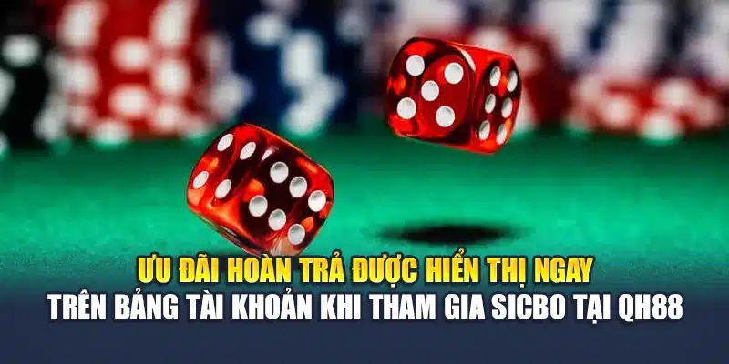 Ưu đãi hoàn trả được hiển thị ngay trên bảng tài khoản khi tham gia Sicbo tại QH88